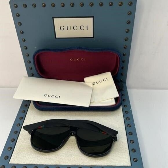 New Authentic- Gucci Green Pilot Men's Sunglasses GG0009S 001 59","description": - Picture 13 of 14